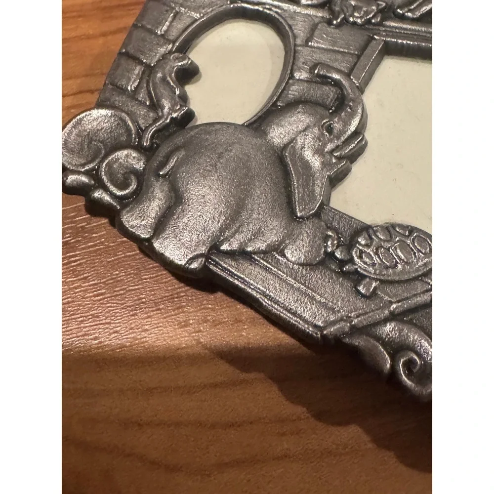 Vintage Pewter Noahs Ark 3D Picture Frame‎ Nursery Decor